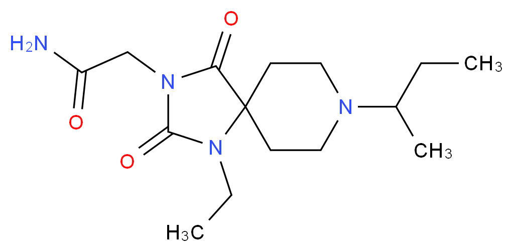2-(8-sec-butyl-1-ethyl-2,4-dioxo-1,3,8-triazaspiro[4.5]dec-3-yl)acetamide_分子结构_CAS_)
