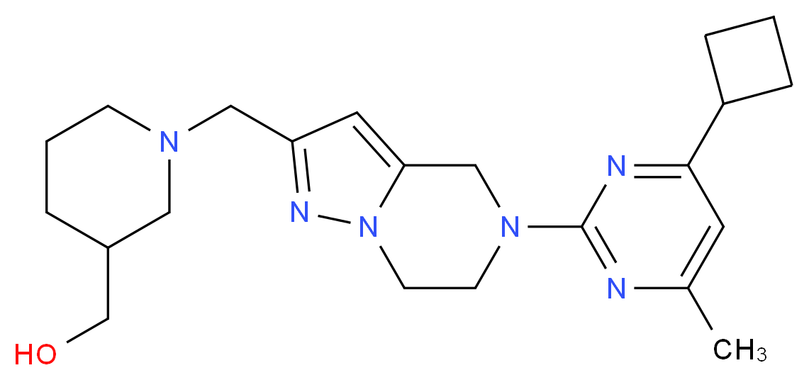 (1-{[5-(4-cyclobutyl-6-methyl-2-pyrimidinyl)-4,5,6,7-tetrahydropyrazolo[1,5-a]pyrazin-2-yl]methyl}-3-piperidinyl)methanol_分子结构_CAS_)