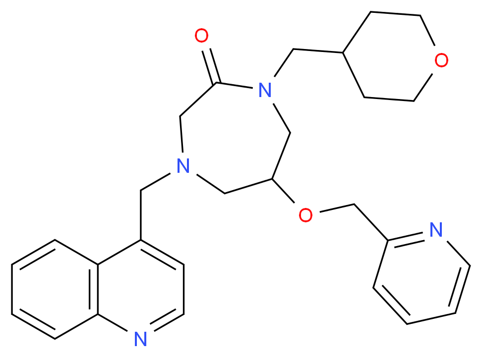 6-(2-pyridinylmethoxy)-4-(4-quinolinylmethyl)-1-(tetrahydro-2H-pyran-4-ylmethyl)-1,4-diazepan-2-one_分子结构_CAS_)
