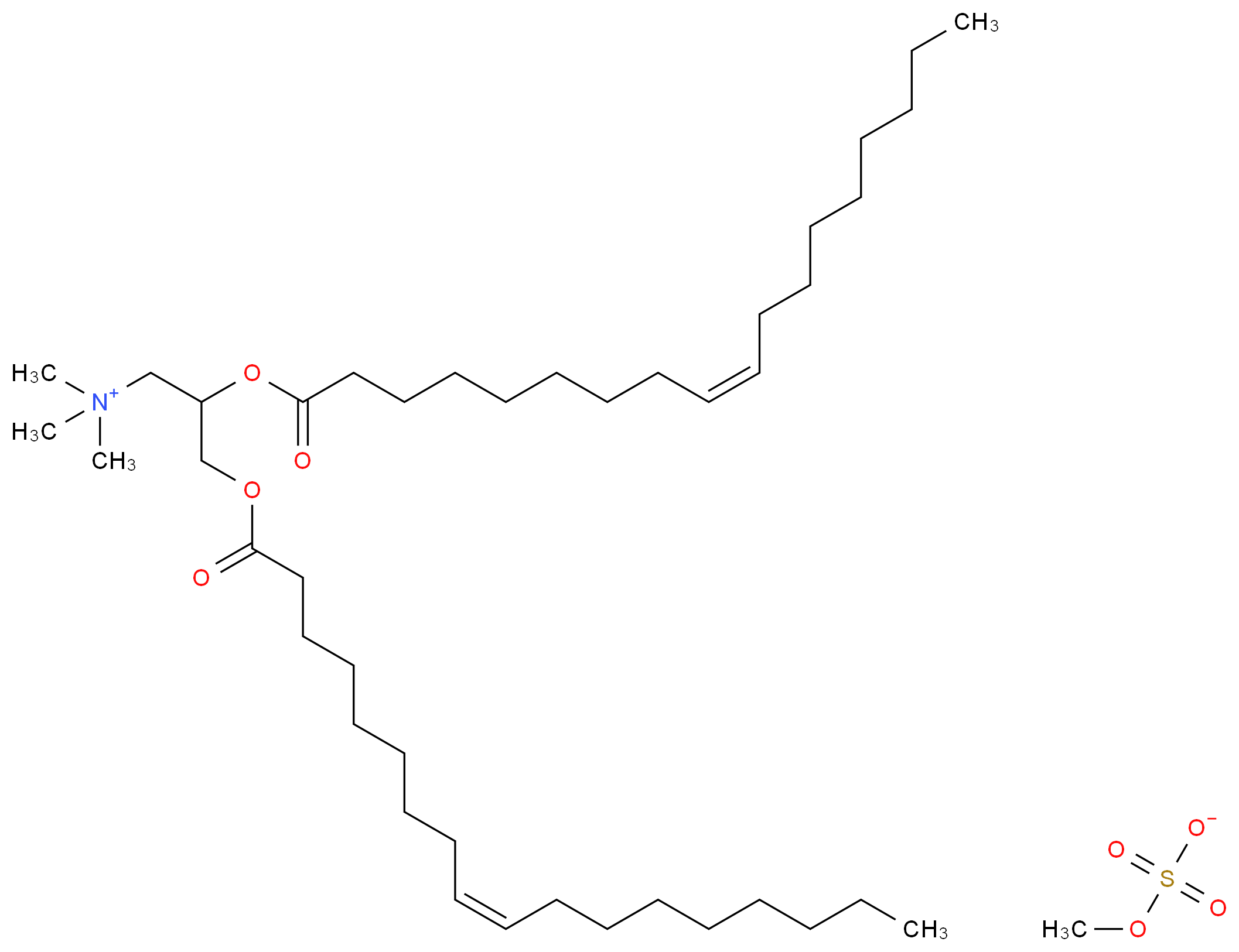 {2,3-bis[(9Z)-octadec-9-enoyloxy]propyl}trimethylazanium methyl sulfate_分子结构_CAS_144189-73-1