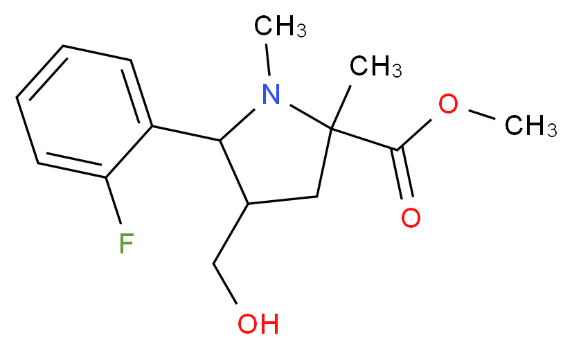 Methyl 5-(2-fluorophenyl)-4-(hydroxymethyl)-1,2-dimethyl-2-pyrrolidinecarboxylate_分子结构_CAS_)