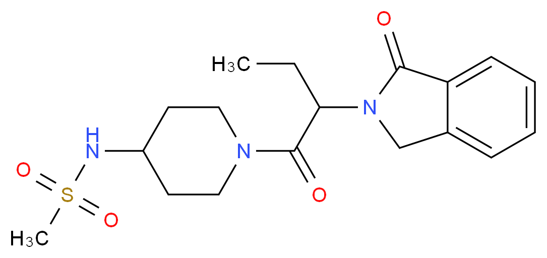 N-{1-[2-(1-oxo-1,3-dihydro-2H-isoindol-2-yl)butanoyl]-4-piperidinyl}methanesulfonamide_分子结构_CAS_)