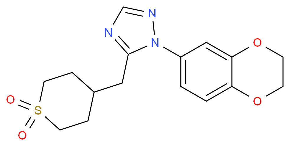 1-(2,3-dihydro-1,4-benzodioxin-6-yl)-5-[(1,1-dioxidotetrahydro-2H-thiopyran-4-yl)methyl]-1H-1,2,4-triazole_分子结构_CAS_)