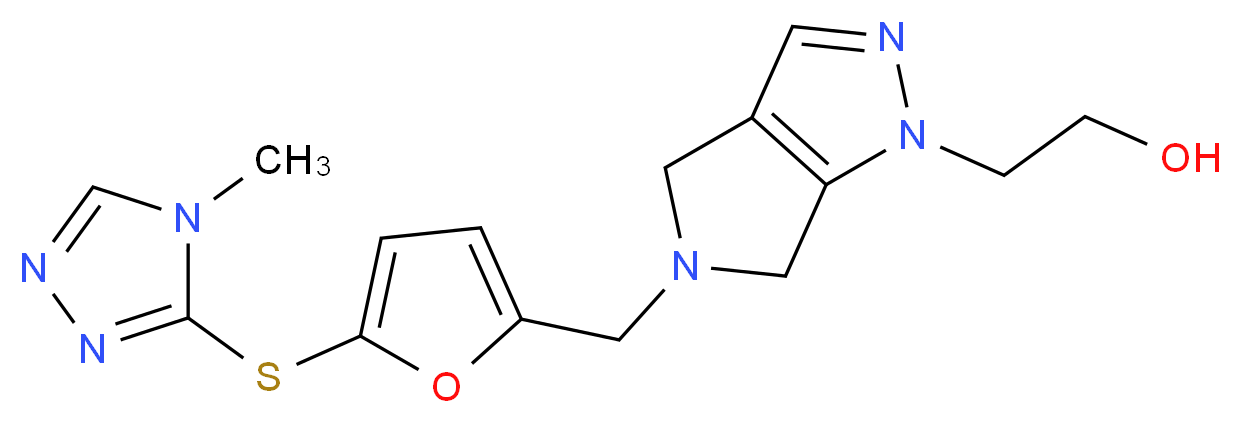 2-[5-({5-[(4-methyl-4H-1,2,4-triazol-3-yl)thio]-2-furyl}methyl)-5,6-dihydropyrrolo[3,4-c]pyrazol-1(4H)-yl]ethanol_分子结构_CAS_)