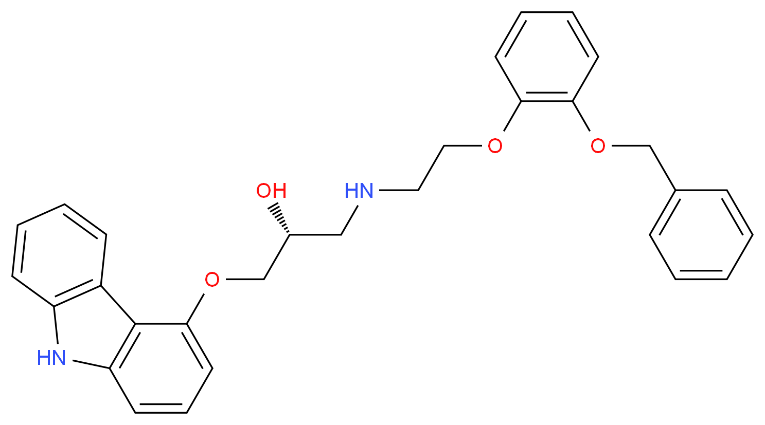 {2-[2-(benzyloxy)phenoxy]ethyl}[(2R)-3-(9H-carbazol-4-yloxy)-2-hydroxypropyl]amine_分子结构_CAS_1217688-35-1