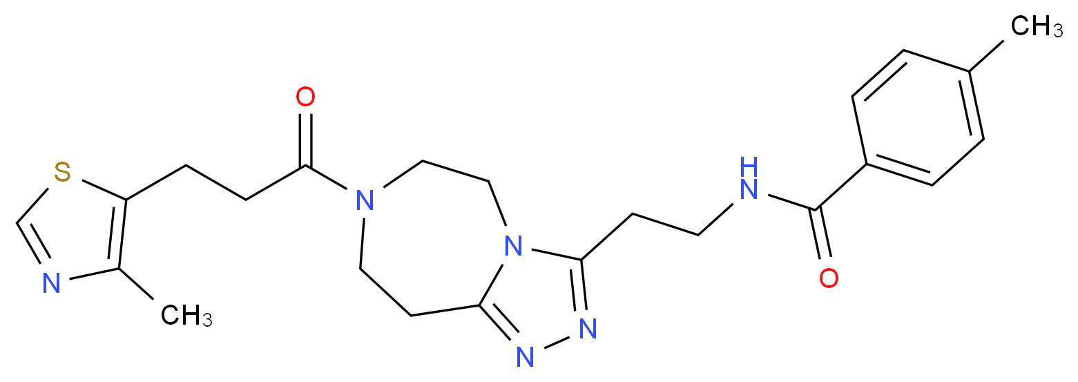 4-methyl-N-(2-{7-[3-(4-methyl-1,3-thiazol-5-yl)propanoyl]-6,7,8,9-tetrahydro-5H-[1,2,4]triazolo[4,3-d][1,4]diazepin-3-yl}ethyl)benzamide_分子结构_CAS_)
