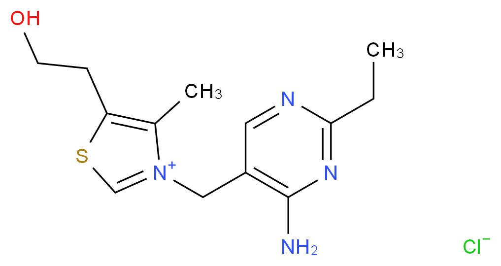 3-[(4-amino-2-ethylpyrimidin-5-yl)methyl]-5-(2-hydroxyethyl)-4-methyl-1,3-thiazol-3-ium chloride_分子结构_CAS_3505-34-8