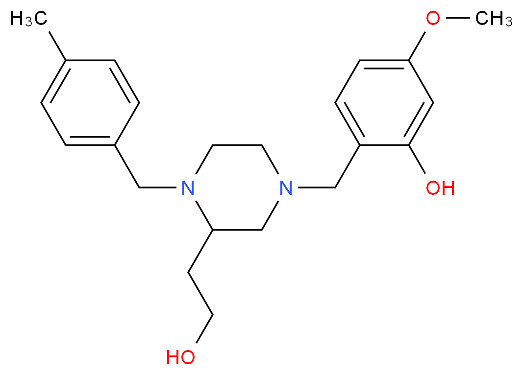 2-{[3-(2-hydroxyethyl)-4-(4-methylbenzyl)-1-piperazinyl]methyl}-5-methoxyphenol_分子结构_CAS_)