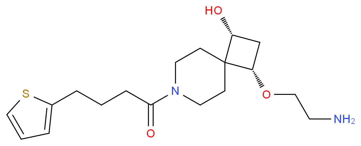 (1R*,3S*)-3-(2-aminoethoxy)-7-[4-(2-thienyl)butanoyl]-7-azaspiro[3.5]nonan-1-ol_分子结构_CAS_)