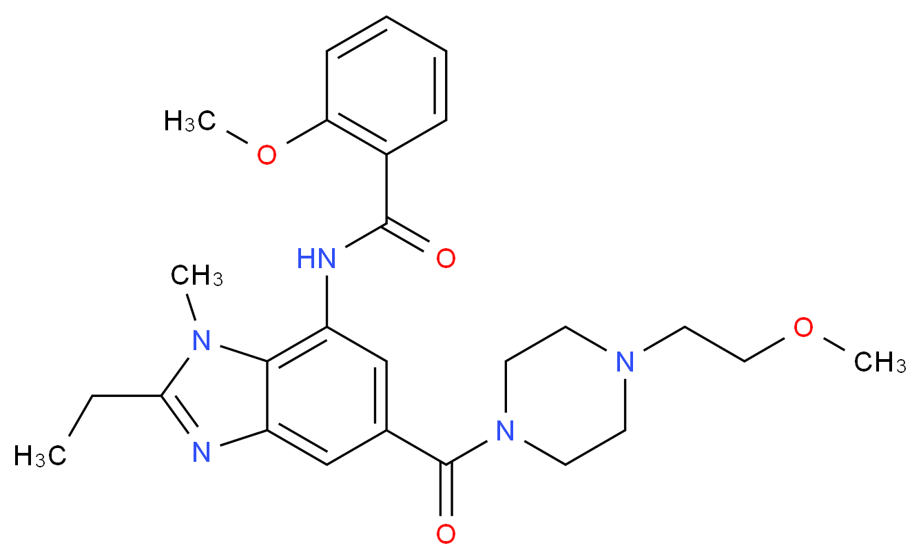 N-(2-ethyl-5-{[4-(2-methoxyethyl)-1-piperazinyl]carbonyl}-1-methyl-1H-benzimidazol-7-yl)-2-methoxybenzamide_分子结构_CAS_)