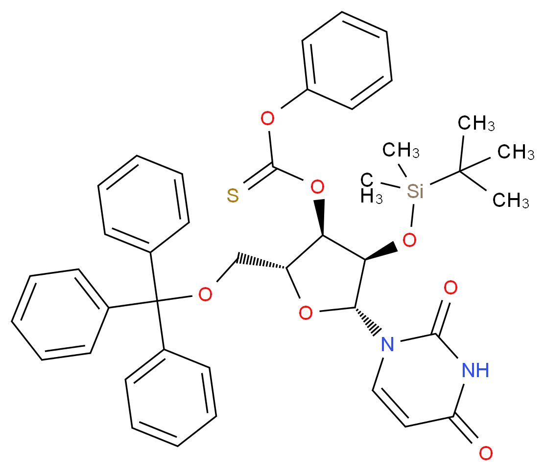 2'-O-(tert-Butyldimethylsilyl)-3'-O-(phenoxythioncarbonyl)-5'-O-trityluridine_分子结构_CAS_130860-11-6)