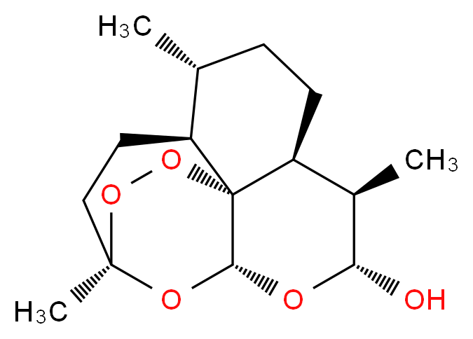 (1R,4S,5R,8S,9R,10R,12R,13R)-1,5,9-trimethyl-11,14,15,16-tetraoxatetracyclo[10.3.1.0^{4,13}.0^{8,13}]hexadecan-10-ol_分子结构_CAS_71939-50-9