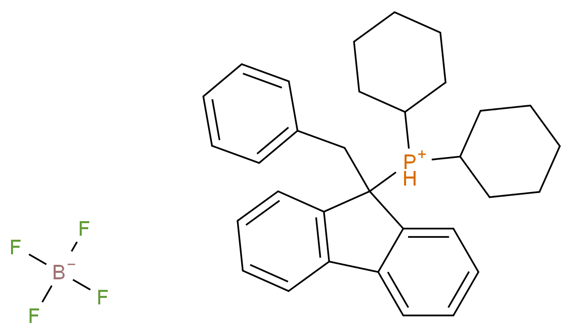 (9-benzyl-9H-fluoren-9-yl)dicyclohexylphosphanium; tetrafluoroboranuide_分子结构_CAS_937378-18-2