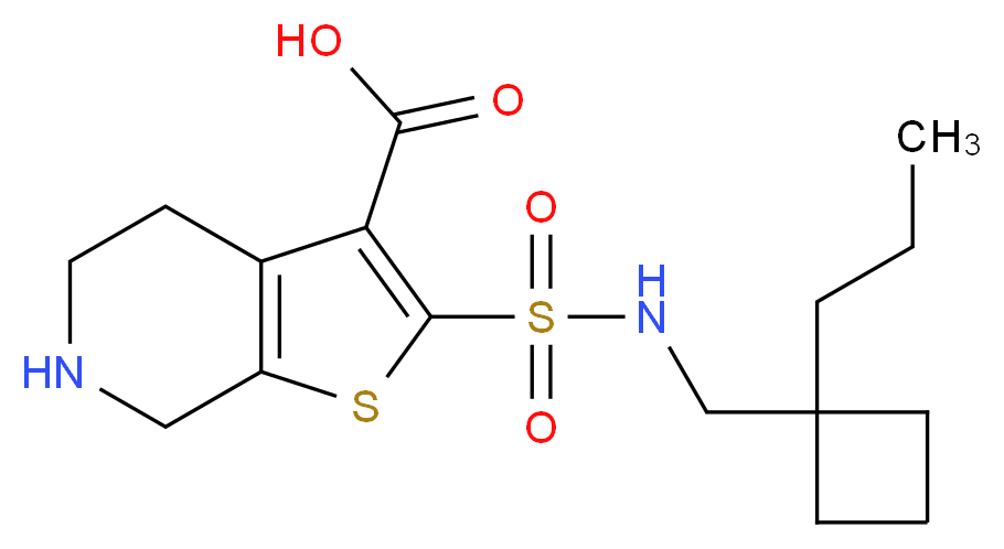 2-({[(1-propylcyclobutyl)methyl]amino}sulfonyl)-4,5,6,7-tetrahydrothieno[2,3-c]pyridine-3-carboxylic acid_分子结构_CAS_)