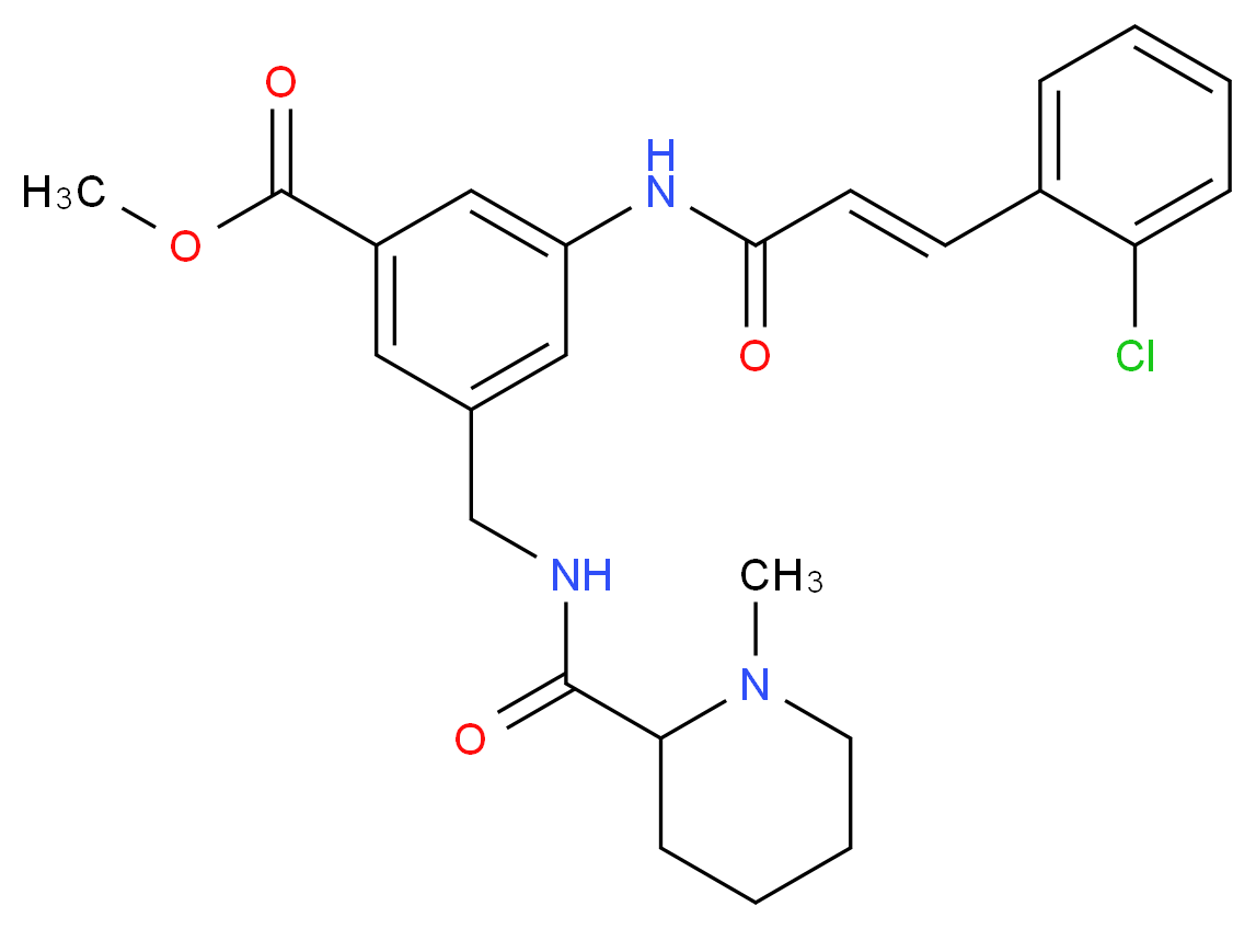 methyl 3-{[(2E)-3-(2-chlorophenyl)-2-propenoyl]amino}-5-({[(1-methyl-2-piperidinyl)carbonyl]amino}methyl)benzoate_分子结构_CAS_)