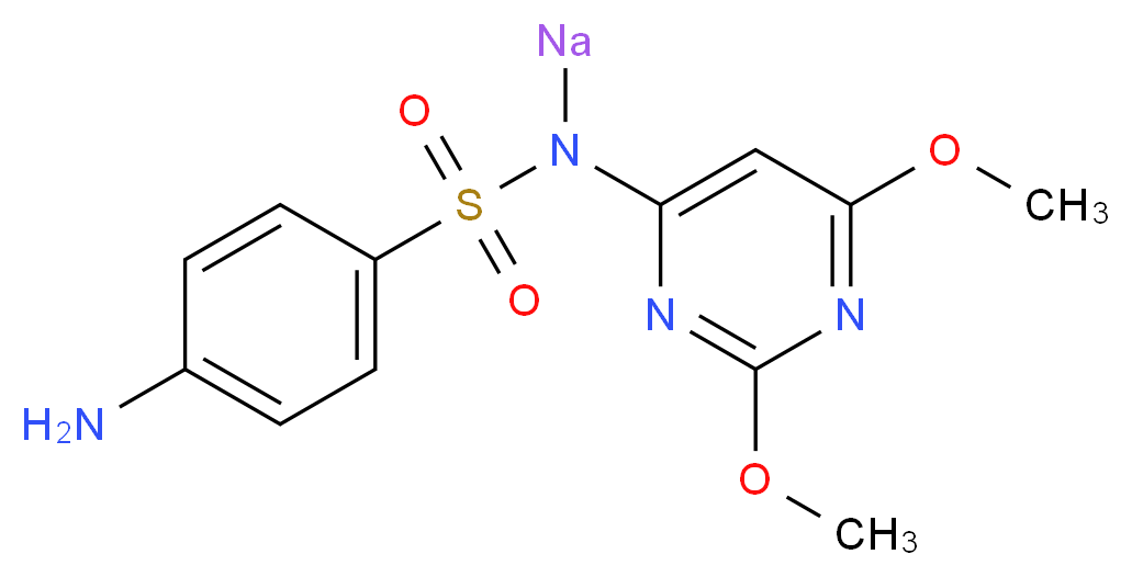 4-amino-N-(2,6-dimethoxypyrimidin-4-yl)-N-sodiobenzene-1-sulfonamide_分子结构_CAS_1037-50-9