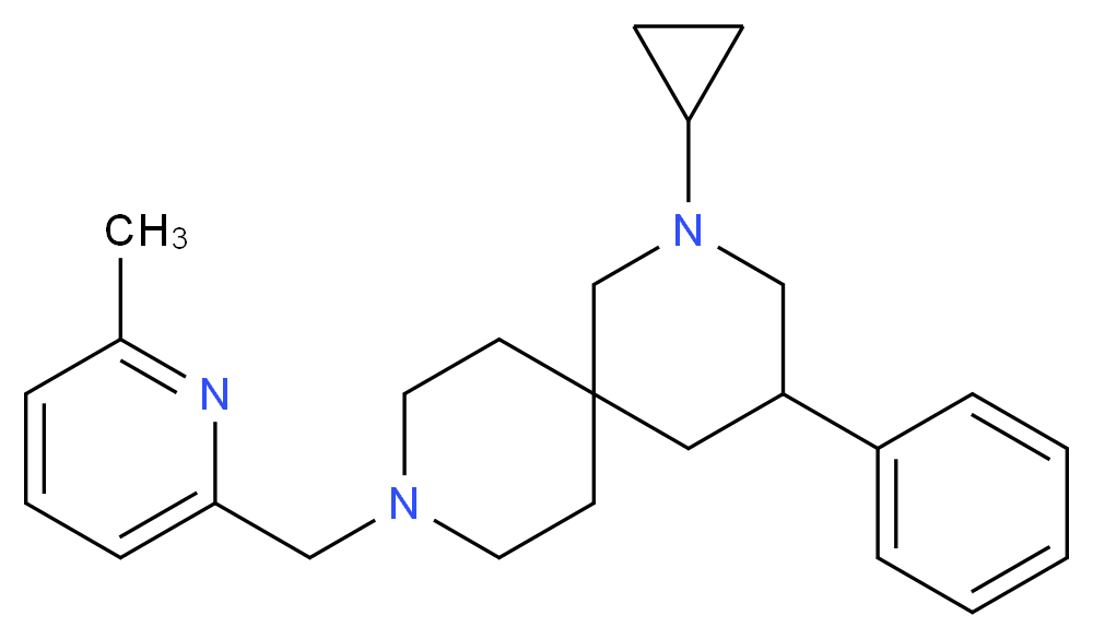 2-cyclopropyl-9-[(6-methyl-2-pyridinyl)methyl]-4-phenyl-2,9-diazaspiro[5.5]undecane_分子结构_CAS_)