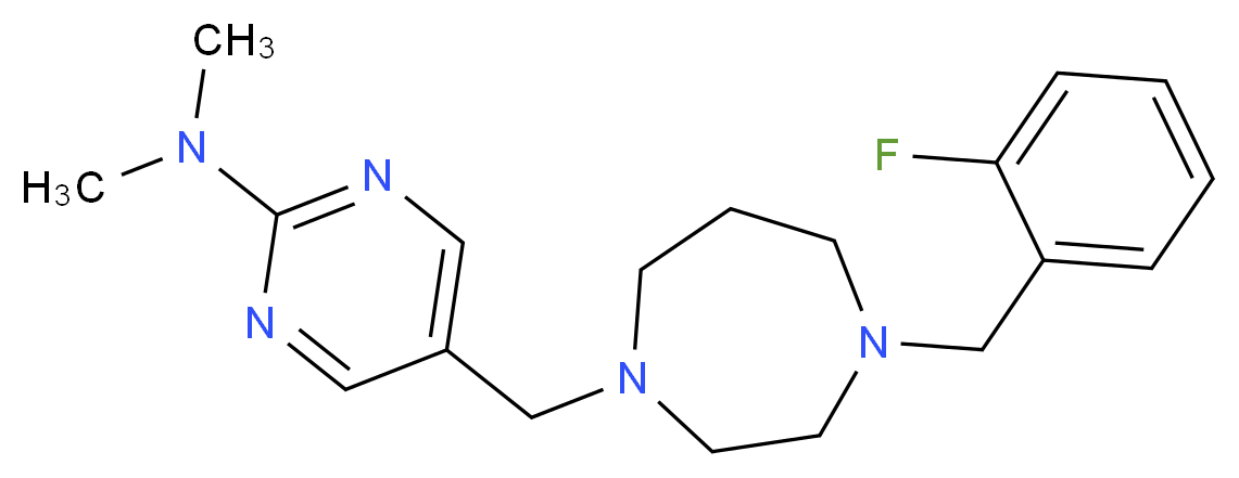 5-{[4-(2-fluorobenzyl)-1,4-diazepan-1-yl]methyl}-N,N-dimethyl-2-pyrimidinamine_分子结构_CAS_)