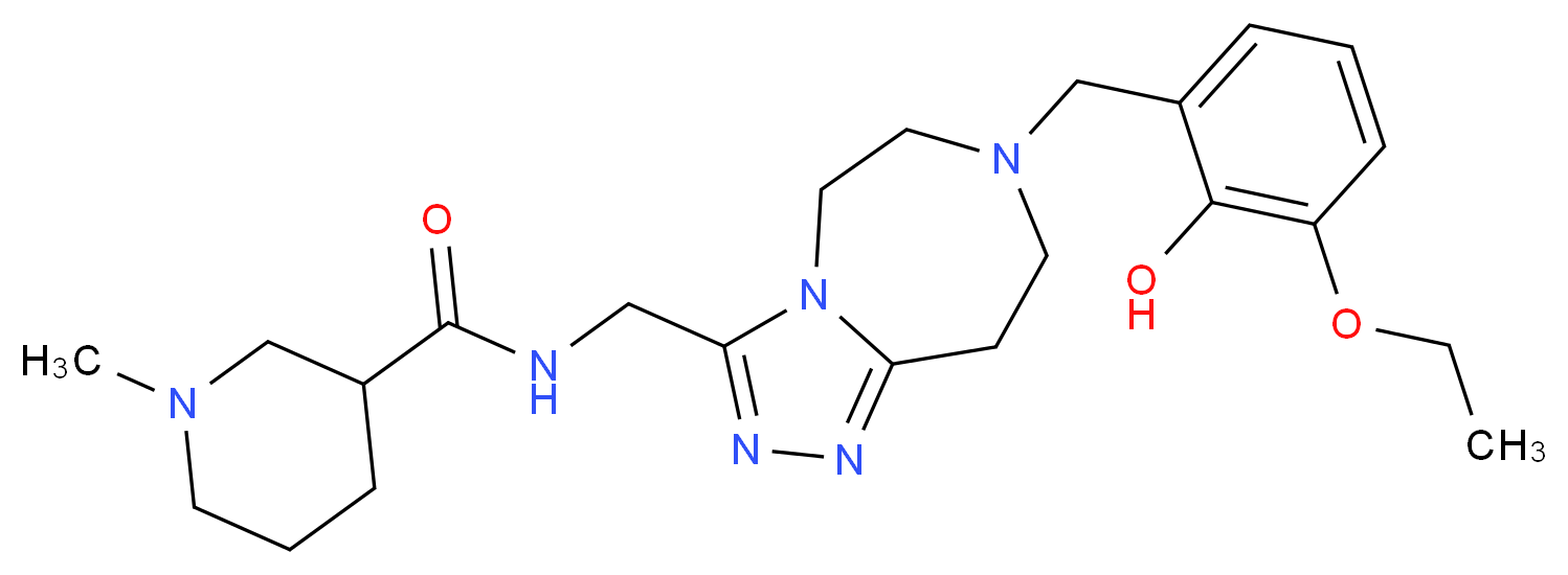 N-{[7-(3-ethoxy-2-hydroxybenzyl)-6,7,8,9-tetrahydro-5H-[1,2,4]triazolo[4,3-d][1,4]diazepin-3-yl]methyl}-1-methyl-3-piperidinecarboxamide_分子结构_CAS_)