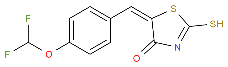 (5E)-5-[4-(Difluoromethoxy)benzylidene]-2-mercapto-1,3-thiazol-4(5H)-one_分子结构_CAS_337933-33-2)