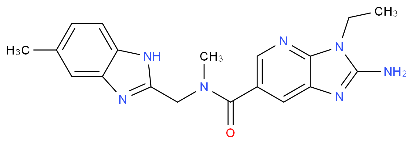 2-amino-3-ethyl-N-methyl-N-[(5-methyl-1H-benzimidazol-2-yl)methyl]-3H-imidazo[4,5-b]pyridine-6-carboxamide_分子结构_CAS_)