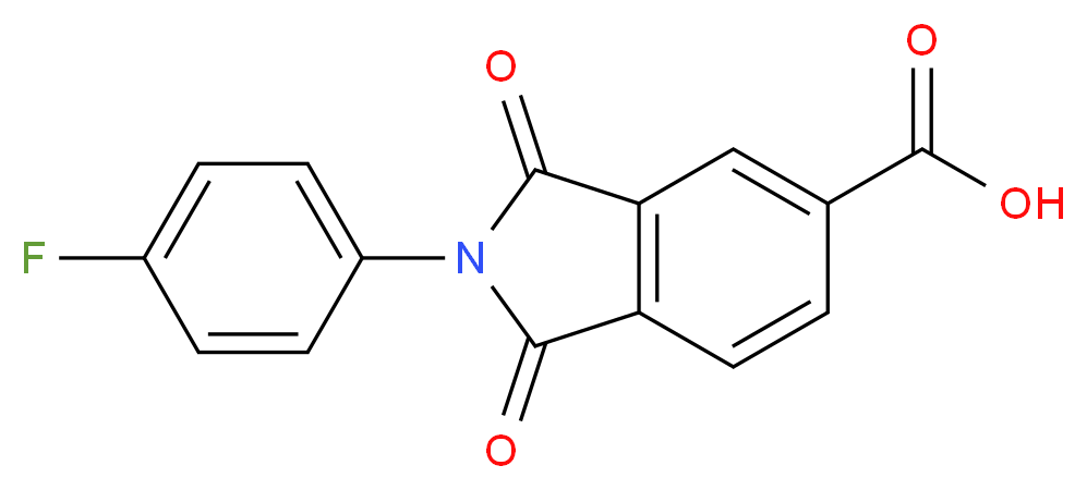 2-(4-fluorophenyl)-1,3-dioxo-2,3-dihydro-1H-isoindole-5-carboxylic acid_分子结构_CAS_110768-19-9