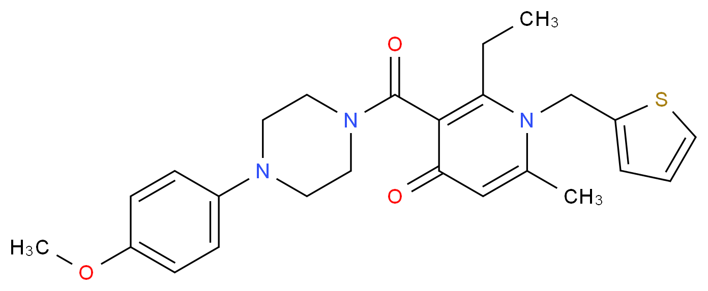 2-ethyl-3-{[4-(4-methoxyphenyl)-1-piperazinyl]carbonyl}-6-methyl-1-(2-thienylmethyl)-4(1H)-pyridinone_分子结构_CAS_)