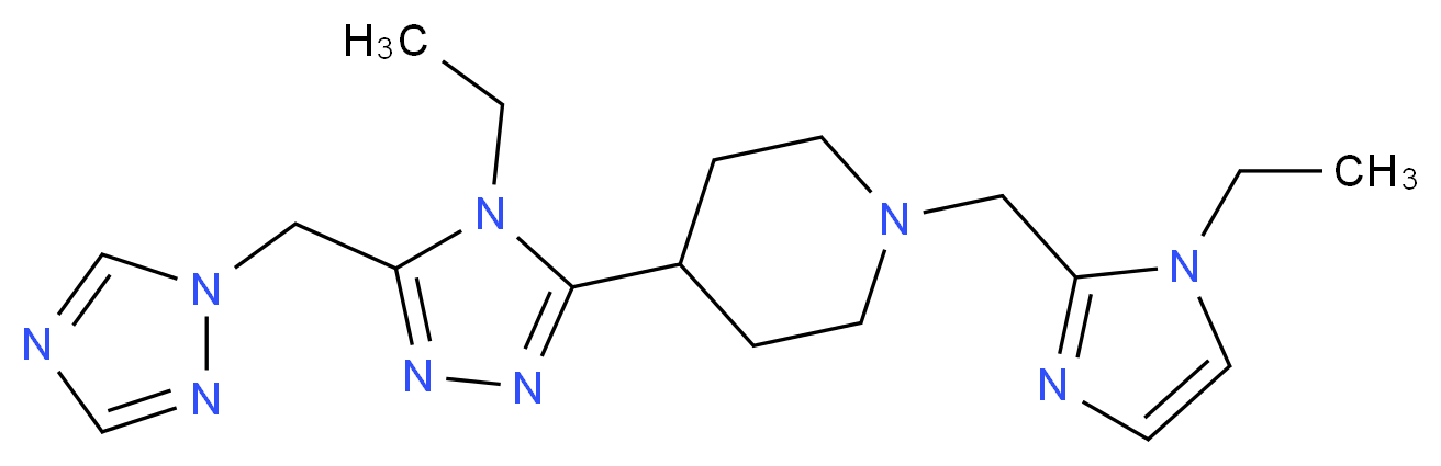 1-[(1-ethyl-1H-imidazol-2-yl)methyl]-4-[4-ethyl-5-(1H-1,2,4-triazol-1-ylmethyl)-4H-1,2,4-triazol-3-yl]piperidine_分子结构_CAS_)