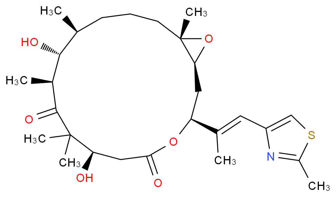 (1S,3S,7R,10S,11R,12S,16S)-7,11-dihydroxy-8,8,10,12,16-pentamethyl-3-[(1E)-1-(2-methyl-1,3-thiazol-4-yl)prop-1-en-2-yl]-4,17-dioxabicyclo[14.1.0]heptadecane-5,9-dione_分子结构_CAS_152044-54-7