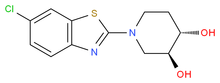 (3S*,4S*)-1-(6-chloro-1,3-benzothiazol-2-yl)piperidine-3,4-diol_分子结构_CAS_)