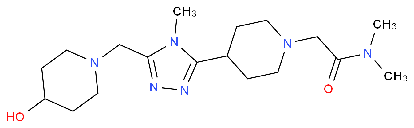 2-(4-{5-[(4-hydroxypiperidin-1-yl)methyl]-4-methyl-4H-1,2,4-triazol-3-yl}piperidin-1-yl)-N,N-dimethylacetamide_分子结构_CAS_)