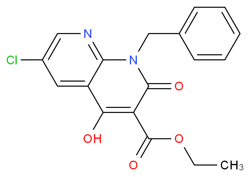 Ethyl 1-benzyl-6-chloro-4-hydroxy-2-oxo-1,2-dihydro[1,8]naphthyridine-3-carboxylate_分子结构_CAS_)