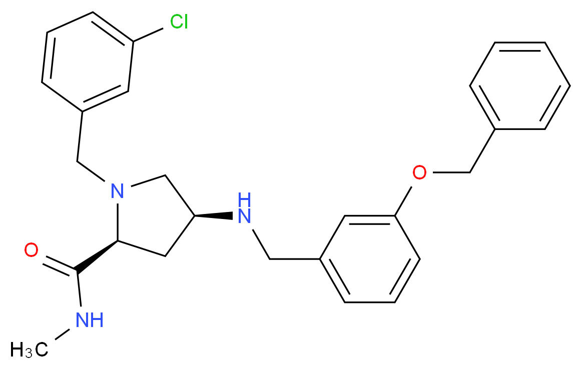 (4S)-4-{[3-(benzyloxy)benzyl]amino}-1-(3-chlorobenzyl)-N-methyl-L-prolinamide_分子结构_CAS_)