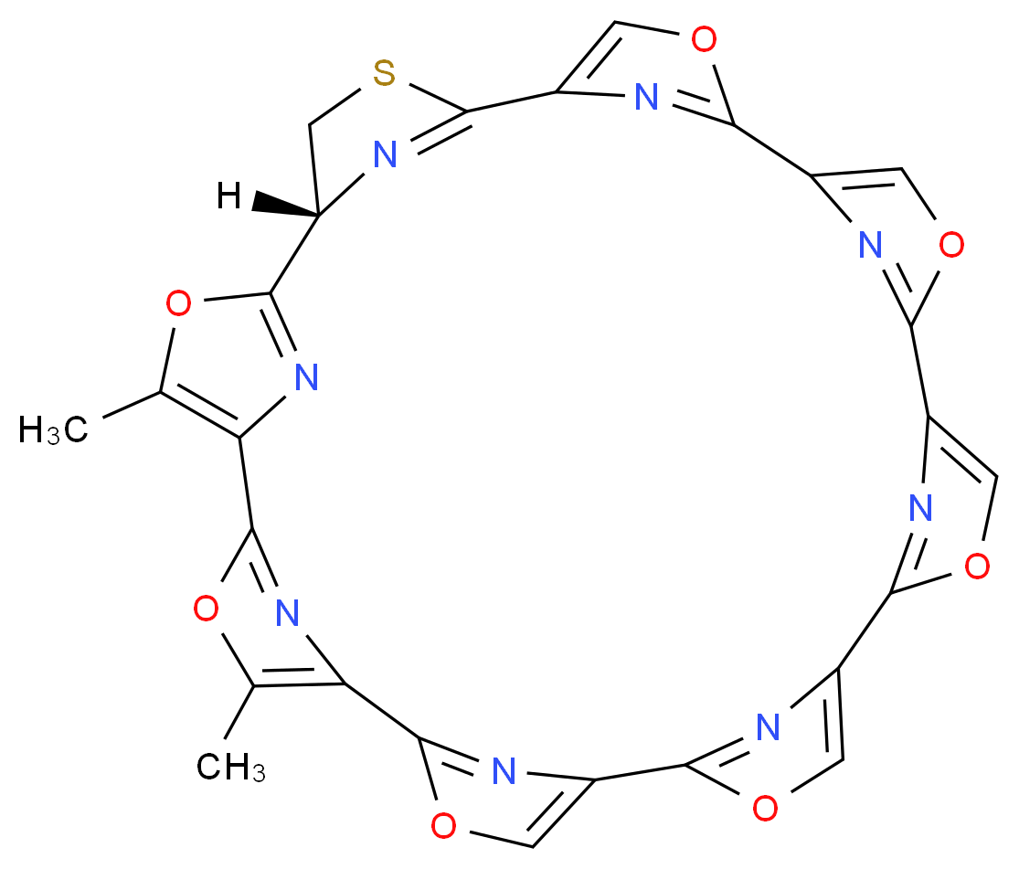 (1R)-4,8-dimethyl-3,7,11,15,19,23,27-heptaoxa-31-thia-33,34,35,36,37,38,39,40-octaazanonacyclo[28.2.1.1<sup>2</sup>,<sup>5</sup>.1<sup>6</sup>,<sup>9</sup>.1<sup>1</sup><sup>0</sup>,<sup>1</sup><sup>3</sup>.1<sup>1</sup><sup>4</sup>,<sup>1</sup><sup>7</sup>.1<sup>1</sup><sup>8</sup>,<sup>2</sup><sup>1</sup>.1<sup>2</sup><sup>2</sup>,<sup>2</sup><sup>5</sup>.1<sup>2</sup><sup>6</sup>,<sup>2</sup><sup>9</sup>]tetraconta-2(40),4,6(39),8,10(38),12,14(37),16,18(36),20,22(35),24,26(34),28,30(33)-pentadecaene_分子结构_CAS_265114-54-3