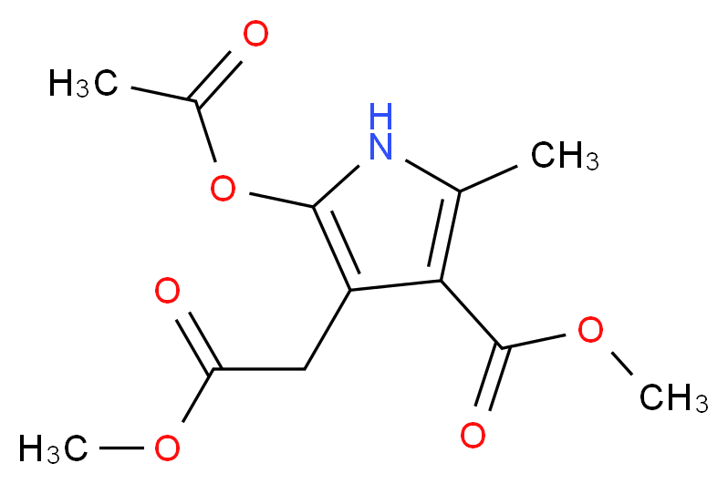 methyl 5-(acetyloxy)-4-(2-methoxy-2-oxoethyl)-2-methyl-1H-pyrrole-3-carboxylate_分子结构_CAS_77978-85-9