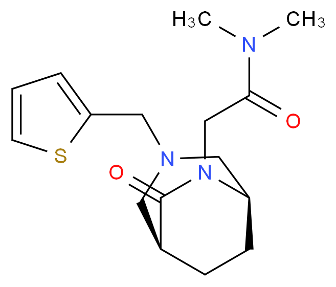 N,N-dimethyl-2-[(1S*,5R*)-7-oxo-3-(2-thienylmethyl)-3,6-diazabicyclo[3.2.2]non-6-yl]acetamide_分子结构_CAS_)