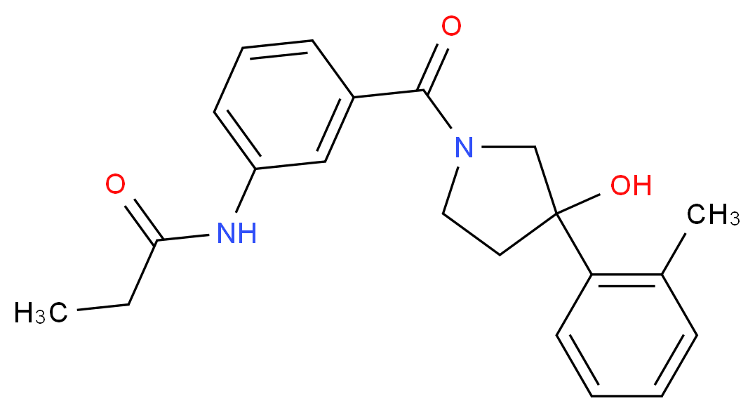 N-(3-{[3-hydroxy-3-(2-methylphenyl)pyrrolidin-1-yl]carbonyl}phenyl)propanamide_分子结构_CAS_)