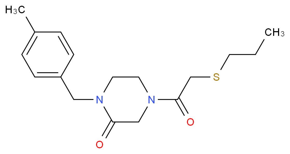 1-(4-methylbenzyl)-4-[(propylthio)acetyl]-2-piperazinone_分子结构_CAS_)