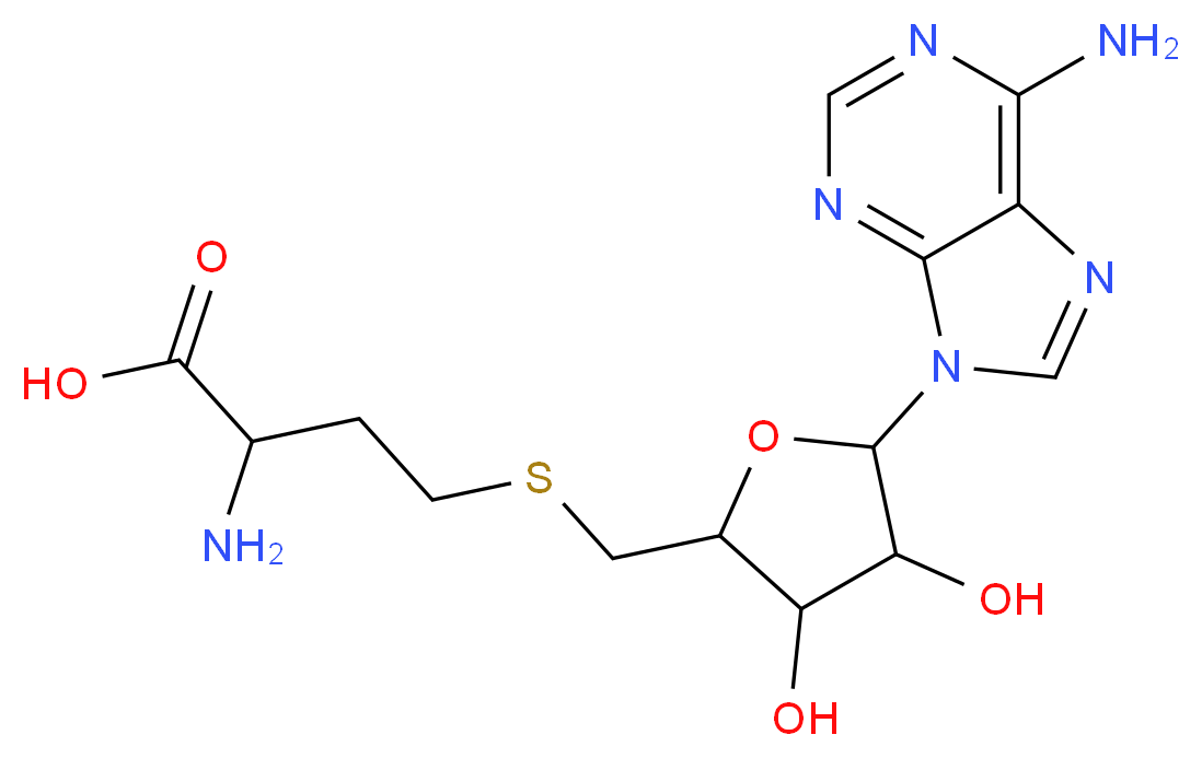 2-amino-4-({[5-(6-amino-9H-purin-9-yl)-3,4-dihydroxyoxolan-2-yl]methyl}sulfanyl)butanoic acid_分子结构_CAS_53276-26-9