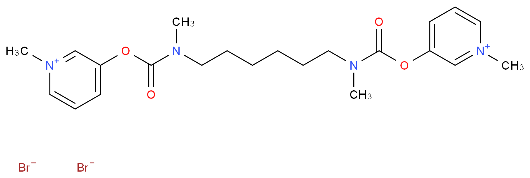 1-methyl-3-{[methyl({6-[methyl({[(1-methylpyridin-1-ium-3-yl)oxy]carbonyl})amino]hexyl})carbamoyl]oxy}pyridin-1-ium dibromide_分子结构_CAS_15876-67-2