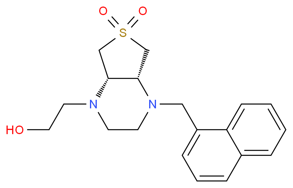 2-[(4aR*,7aS*)-4-(1-naphthylmethyl)-6,6-dioxidohexahydrothieno[3,4-b]pyrazin-1(2H)-yl]ethanol_分子结构_CAS_)