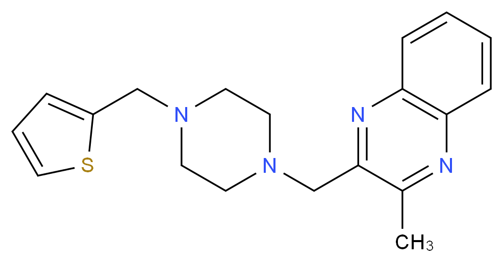 2-methyl-3-{[4-(2-thienylmethyl)piperazin-1-yl]methyl}quinoxaline_分子结构_CAS_)