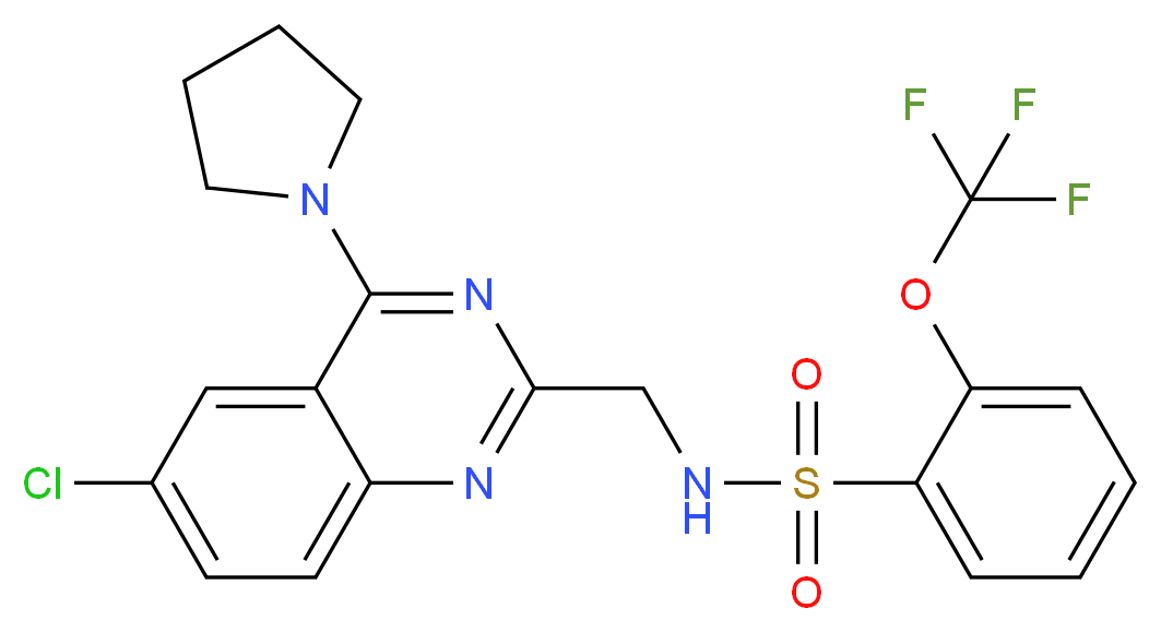 N-{[6-chloro-4-(1-pyrrolidinyl)-2-quinazolinyl]methyl}-2-(trifluoromethoxy)benzenesulfonamide_分子结构_CAS_)