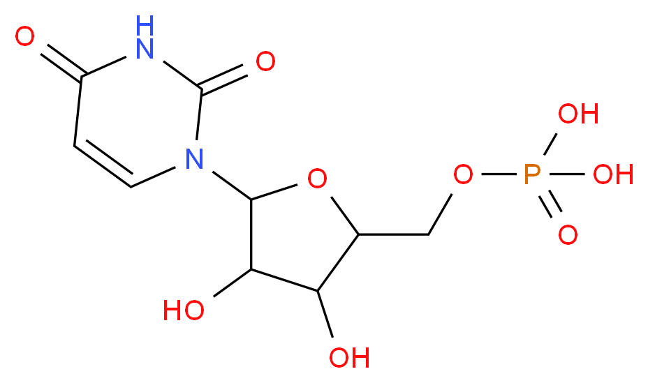 {[5-(2,4-dioxo-1,2,3,4-tetrahydropyrimidin-1-yl)-3,4-dihydroxyoxolan-2-yl]methoxy}phosphonic acid_分子结构_CAS_58-97-9