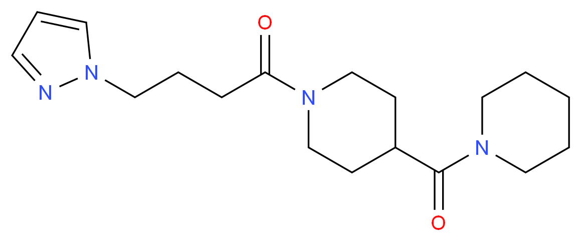 4-(1-piperidinylcarbonyl)-1-[4-(1H-pyrazol-1-yl)butanoyl]piperidine_分子结构_CAS_)