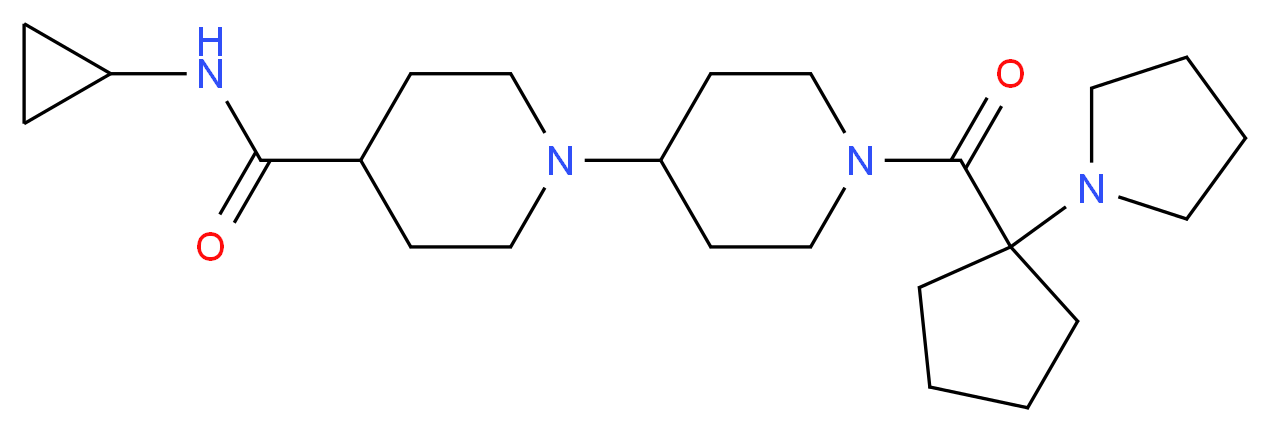 N-cyclopropyl-1'-{[1-(1-pyrrolidinyl)cyclopentyl]carbonyl}-1,4'-bipiperidine-4-carboxamide_分子结构_CAS_)