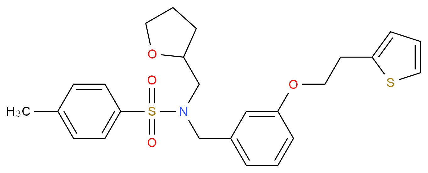 4-methyl-N-(tetrahydro-2-furanylmethyl)-N-{3-[2-(2-thienyl)ethoxy]benzyl}benzenesulfonamide_分子结构_CAS_)