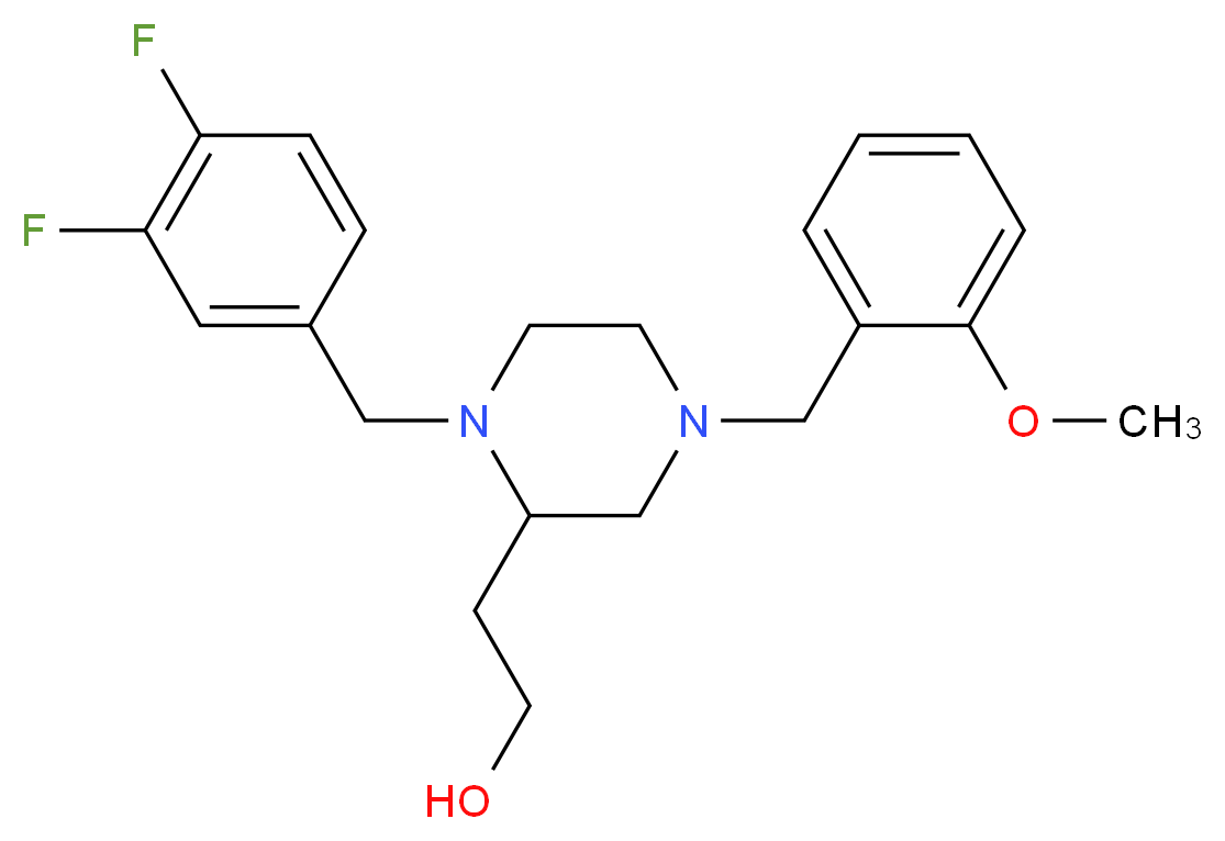 2-[1-(3,4-difluorobenzyl)-4-(2-methoxybenzyl)-2-piperazinyl]ethanol_分子结构_CAS_)