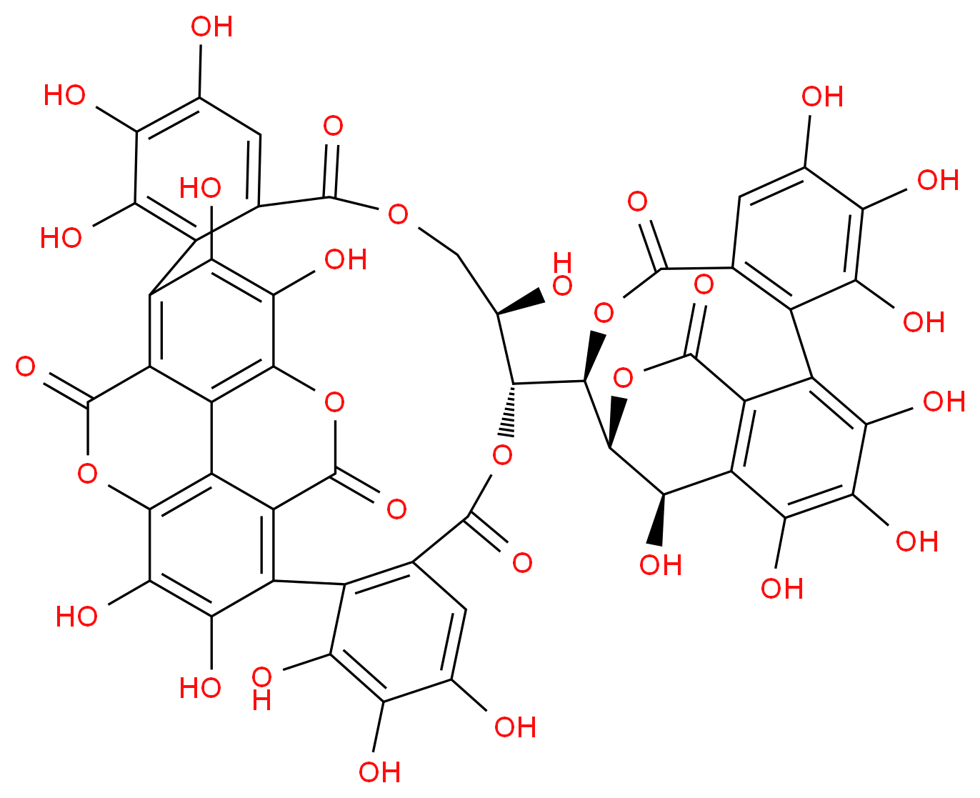 (11R,12R)-12-[(14S,15R,19R)-2,3,4,7,8,9,19-heptahydroxy-12,17-dioxo-13,16-dioxatetracyclo[13.3.1.0<sup>5</sup>,<sup>1</sup><sup>8</sup>.0<sup>6</sup>,<sup>1</sup><sup>1</sup>]nonadeca-1(18),2,4,6(11),7,9-hexaen-14-yl]-3,4,5,11,17,18,19,22,23,34,35-undecahydroxy-9,13,25,32-tetraoxaheptacyclo[25.8.0.0<sup>2</sup>,<sup>7</sup>.0<sup>1</sup><sup>5</sup>,<sup>2</sup><sup>0</sup>.0<sup>2</sup><sup>1</sup>,<sup>3</sup><sup>0</sup>.0<sup>2</sup><sup>4</sup>,<sup>2</sup><sup>9</sup>.0<sup>2</sup><sup>8</sup>,<sup>3</sup><sup>3</sup>]pentatriaconta-1(27),2,4,6,15(20),16,18,21(30),22,24(29),28(33),34-dodecaene-8,14,26,31-tetrone_分子结构_CAS_103488-37-5