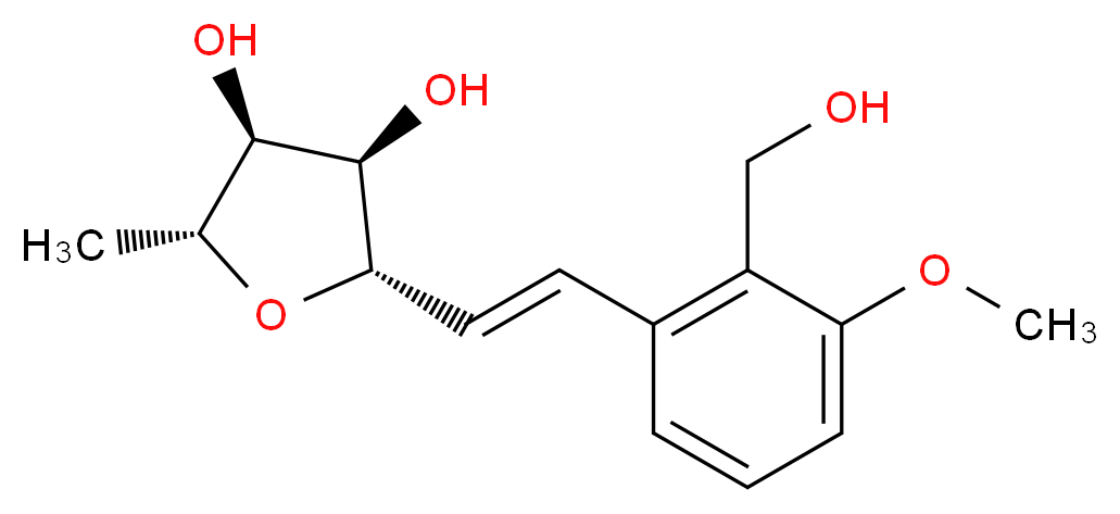 (2S,3R,4S,5R)-2-[(E)-2-[2-(hydroxymethyl)-3-methoxyphenyl]ethenyl]-5-methyloxolane-3,4-diol_分子结构_CAS_906482-48-2